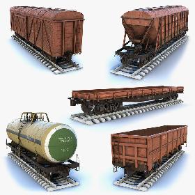 3D model Cargo Wagons Set